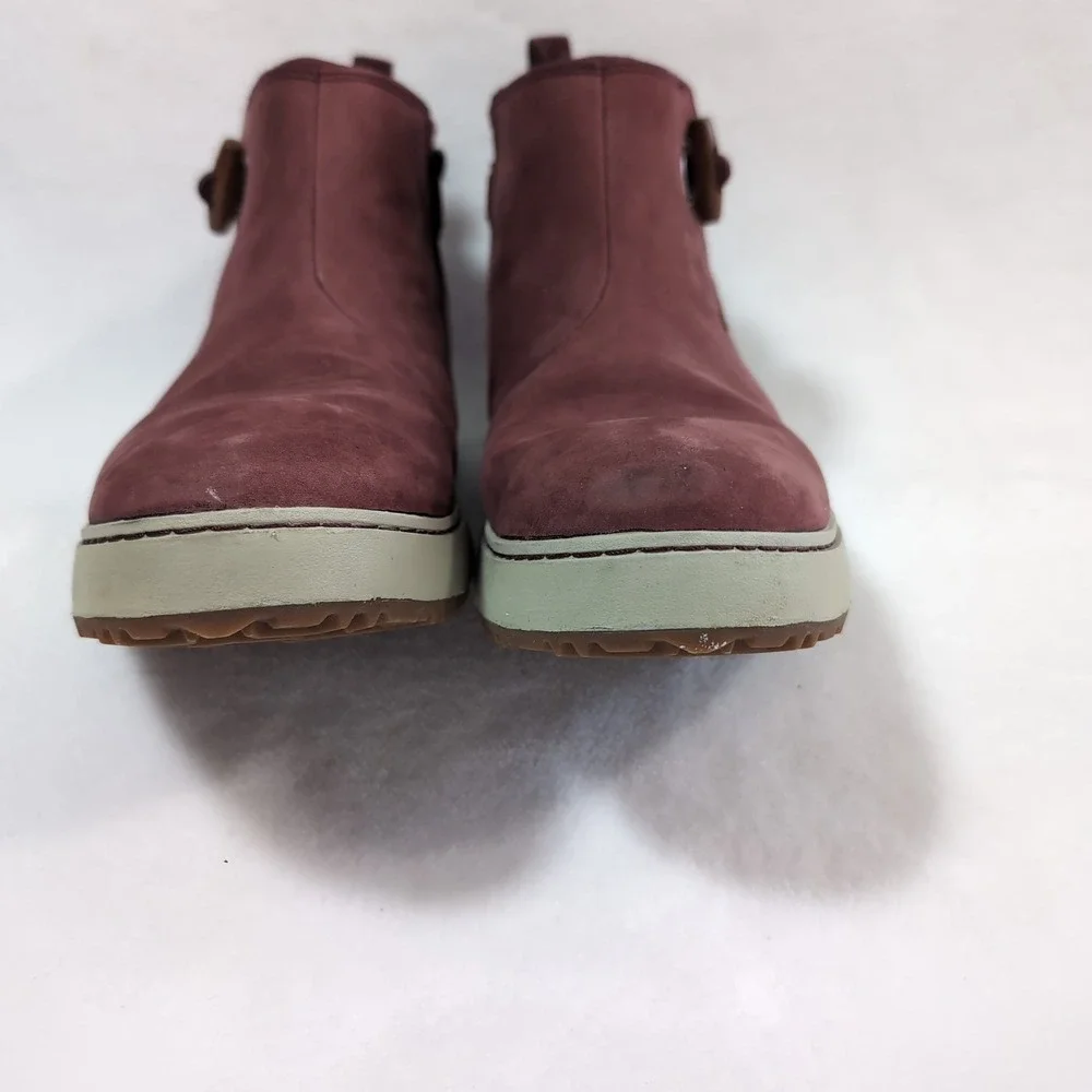 LL Bean Mountainside Toggle Boots Women 9 Red Nubuck Leather 507151 Pull On Ankl